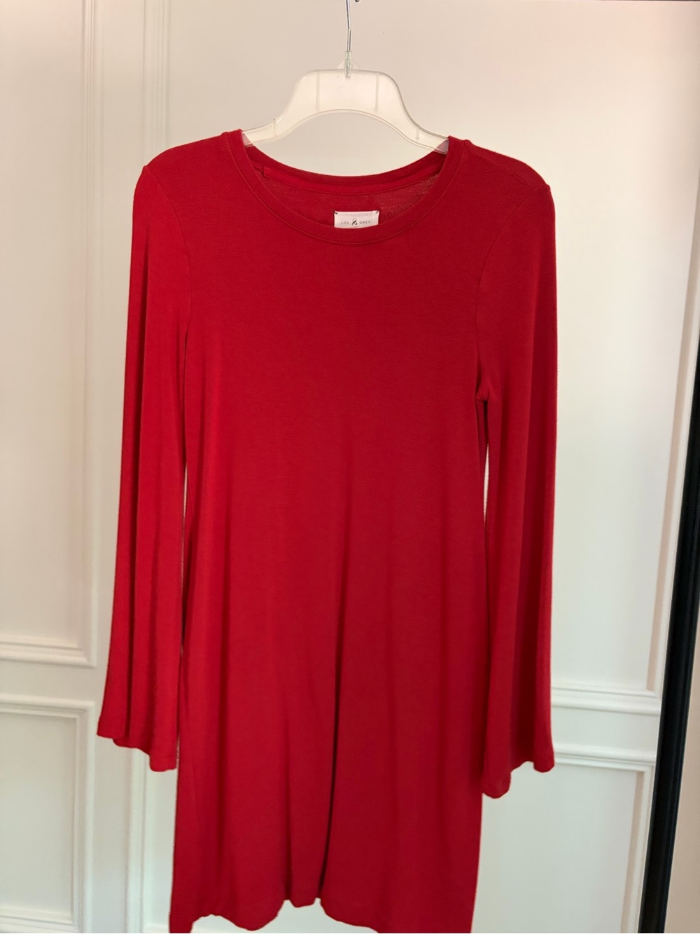 Ann Taylor + Lou & Grey : Reddish Orange Long Sleeve A-Line Dress